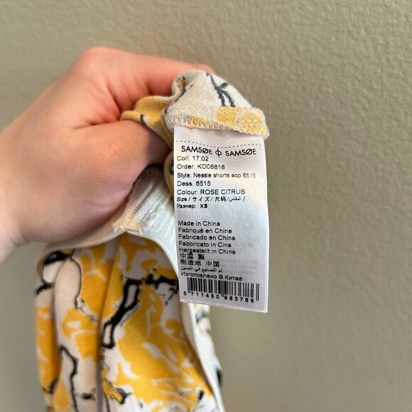 Samsoe Samsoe Nessie Shorts Womens Size XS Yellow White Floral Pockets Elastic - Picture 7 of 9